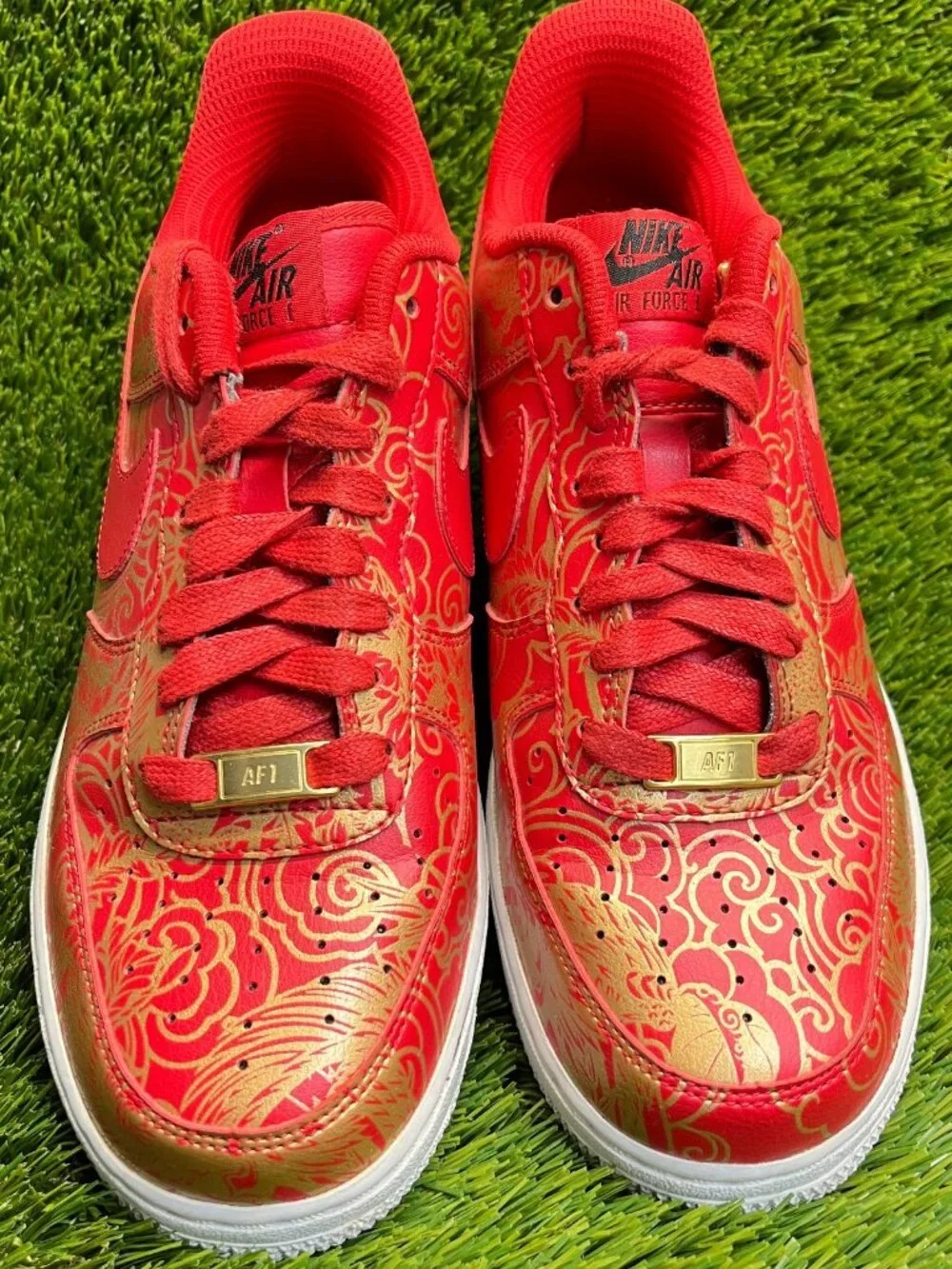 Nikeid Air Force 1 Chinese New Year Mens Size 7 Red Gold Athletic Shoes Sneakers - Picture 5 of 10